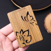 皇豹天然檀香木翻盖小镜子女绿檀实木简约单面包包化妆镜随身便携折叠