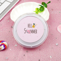 皇豹网红小号圆镜子手拿迷你化妆镜便携LED带灯定制女生随身折叠韩国