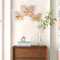 皇豹百可汇壁挂墙上实木挂衣架玄关现代衣架创意北欧儿童房蝴蝶衣帽架衣帽架