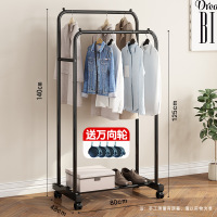 皇豹衣帽架挂衣架落地卧室简易衣服铁架子挂包架家用衣柜双杆式晾衣架衣帽架