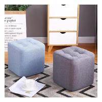 皇豹茶几墩木墩矮座椅阳台正方形小凳子家用布艺实木软坐墩小朋友床边椅子