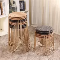 皇豹简约实用易收纳折叠藤编小圆凳子矮凳餐凳椅子塑料凳铁凳板凳家用椅子