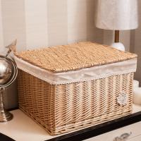 皇豹美容院田园草编框子衣箱抽屉式收纳盒竹编收纳筐藤编家用带盖盖子衣箱