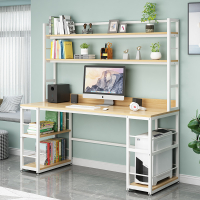皇豹电脑桌台式简约家用书桌书柜书架一体桌学生学习桌写字台办公桌子电脑桌
