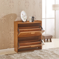 皇豹两门超薄翻斗门口鞋柜双层田园柚木色现代中式简易组装密度板包邮鞋柜