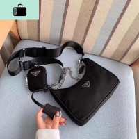 2020新款包包女斜挎百搭腋下包ins链条复古单肩包学生韩版子母包NEW LAKE 黑色女士单肩包