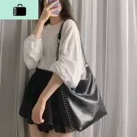 包包女ins斜挎2020新款网红链条单肩包学生韩版百搭大容量泫雅包NEW LAKE 黑色女士单肩包