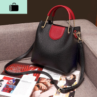 皮包包女2020新款荔枝纹百搭经典网红斜挎包时尚简约单肩包韩版NEW LAKE 黑色女士单肩包