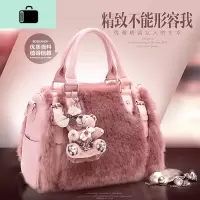 2019秋冬季春季毛毛包包机车女包手提包斜挎单肩包送小包送小熊NEW LAKE女士单肩包