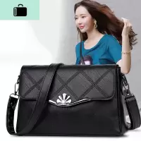 韩版斜挎包2019新款软皮中年挎包化妆包单肩包妈妈女包NEW LAKE F2009-黑色女士单肩包