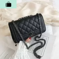 网红钨钢三排菱格链条包小方包单肩包女学生韩版包包女斜挎包女包NEW LAKE女士单肩包