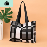 包包女2020春新款潮流时尚百搭格子纹手提单肩包大容量撞色托特包NEW LAKE女士单肩包