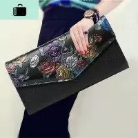 2019新款皮女包手包手拿包小皮包头层牛皮单肩斜挎宴会包包夹包NEW LAKE女手包