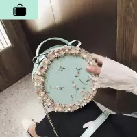 夏天小包包女2020新款仙女蕾丝花朵小圆包韩版可爱链条单肩斜挎包NEW LAKE女斜挎包