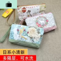 帆布手拿包女式长款钱包森系布艺手包简约多层手抓包手机零钱包NEW LAKE女手包