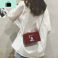ins超火小方包女2019新款潮盒子小包包韩版百搭斜挎包chic链条包NEW LAKE 酒红色女斜挎包