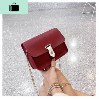 包包女韩版2019新款网红单肩斜挎包搭扣PU面小方包链条包ins百搭NEW LAKE女斜挎包