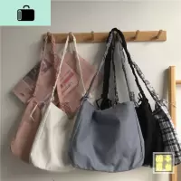 日系ins原宿暗黑港风大容量少女斜挎包女复古百搭韩版学生帆布包NEW LAKE