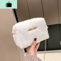 上新小包包女2020新款韩版百搭毛毛链条包可爱冬季少女毛绒斜挎包NEW LAKE女斜挎包