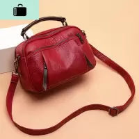 网红韩版包包女2020新款简约气质手提包女软皮时尚手拎单肩斜挎包NEW LAKE 黑色