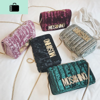 丝绒包包女斜跨韩版链条单肩包ins快手抖音小方包秋冬新款斜跨包NEW LAKE女士单肩包