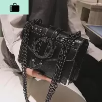chic链条小包包女2020新款潮复古铆钉单肩包小方包韩版百搭斜挎包NEW LAKE女士单肩包