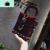 小包包女2020夏季新款潮漆皮手提单肩包韩版链条铆钉斜挎包水桶包NEW LAKE女士单肩包
