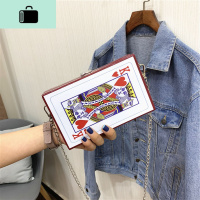 韩版小包包ins印花链条单肩包包女个性原创扑克学生女包盒子小包NEW LAKE女斜挎包