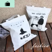 棉帆布包女学生韩版补习袋百搭小清新手提包可爱简约文艺单肩包NEW LAKE女士单肩包