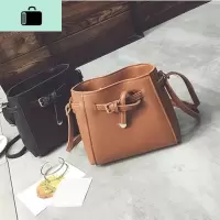新款复古女包斜挎包女百搭小包女士单肩包女水桶包韩版简约小方包NEW LAKE