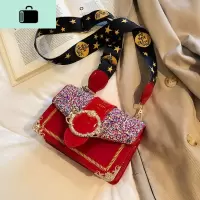 ins包包女斜挎百搭 网红2020新款潮韩版可爱单肩包女士简约小方包NEW LAKE女士单肩包