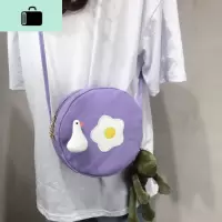 泫雅风可爱少女感包包三色补丁花朵帆布小包圆形小圆包学生斜挎包NEW LAKE女手包