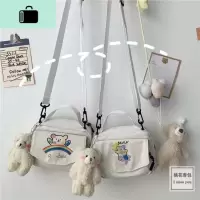 韩国ins古着感可爱小熊少女帆布小方包日系原宿学生百搭斜挎包女NEW LAKE女斜挎包
