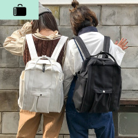 韩版新款chic简约双肩包女包ins帆布百搭旅行背包休闲大学生书包NEW LAKE