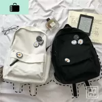 ins书包女潮韩版原宿ulzzang大学生简约百搭帆布双肩包女2019NEW LAKE