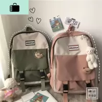 韩版ins风日系原宿可爱少女学生背包古着感森系百搭双肩包书包女NEW LAKE