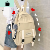 ins风书包女韩版高中百搭大容量初中学生背包森系古着感双肩包潮NEW LAKE