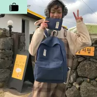 帆布书包女学生韩版斜跨双肩包女2019新款背包百搭学校初中生insNEW LAKE