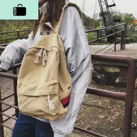 古着感少女书包女网红双肩包大学生韩国森系简约百搭ins帆布背包NEW LAKE