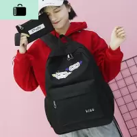 双肩包男女新款韩版简约印花帆布两件套包女初高中书包男背包旅行NEW LAKE