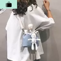 网红可爱水桶小包包女2019新款韩国百搭单肩ins超火帆布女斜挎包NEW LAKE