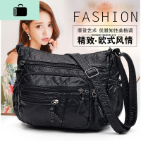 包包女2020新款潮韩版百搭斜挎单肩软皮中老年女士大容量妈妈挎包NEW LAKE 黑色女士单肩包