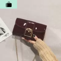 ins超火斜跨港风漆皮链条迷你小包包女2020新款春韩版百搭斜挎包NEW LAKE女斜挎包
