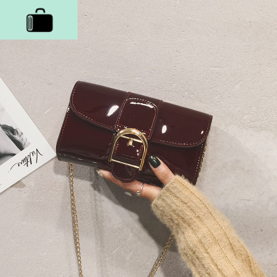ins超火斜跨港风漆皮链条迷你小包包女2020新款春韩版百搭斜挎包NEW LAKE女斜挎包