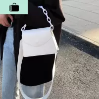 女包2020新款韩版百搭宽肩带单肩斜挎包ins潮粗链洋气简约小方包NEW LAKE女斜挎包