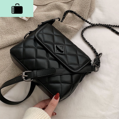 包包女2020新款潮女包菱格链条包纯色时尚简约百搭绣单肩斜挎包NEW LAKE女斜挎包