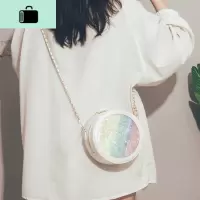 今年流行七彩亮片包包女2020新款网红斜挎小圆包小清新学生单肩包NEW LAKE 蓝色女斜挎包
