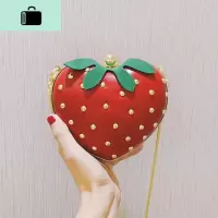 小包包女2019新款夏天网红同款红色爱心莓手拿包百搭链条斜挎包NEW LAKE女斜挎包