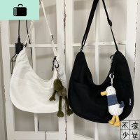 韩版ins简约大容量帆布饺子包日系2020新款潮纯色复古斜挎包男女NEW LAKE女斜挎包