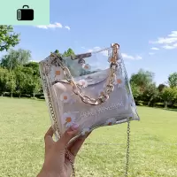 小包包女包2020夏季新款潮网红时尚透明链条斜挎包百搭单肩水桶包NEW LAKE女斜挎包